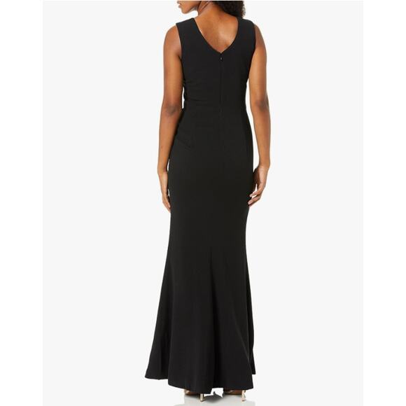 NWT Dress the Population Sandra Plunging Thick Strap Solid Gown Black XS - Picture 2 of 11